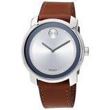 Movado Bold Silver Dial Brown Leather Men's Watch #3600398 - Watches of America