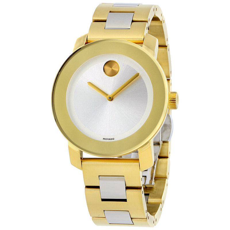 Movado Bold Silver Dial Yellow Gold PVD Ladies Watch #3600129 - Watches of America