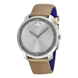 Movado Bold Silver Sunray Dial Blush Leather Ladies Quartz Watch #3600311 - Watches of America