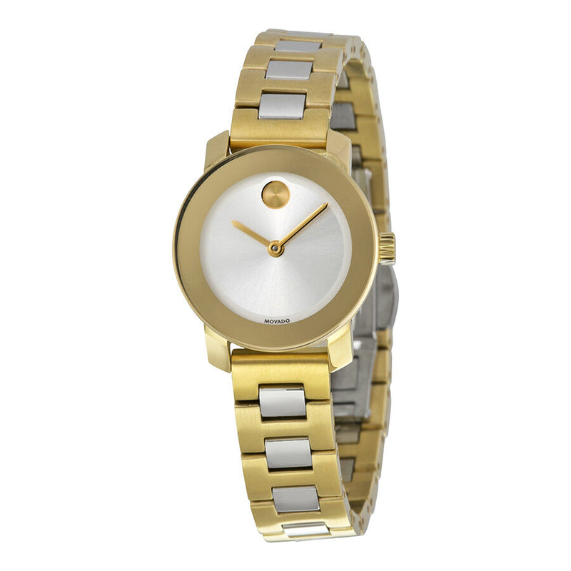 Movado Bold Silver Sunray Dial Silver- Gold tone Stainless Steel Band Ladies Quartz Watch #3600336 - Watches of America