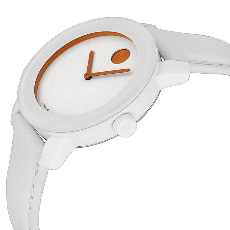 Movado Bold White Dial White Leather Strap Unisex Watch #3600153 - Watches of America #2