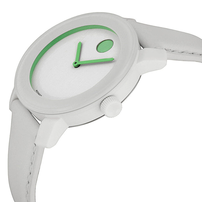 Movado Bold White Dial White Leather Strap Unisex Watch #3600154 - Watches of America #2