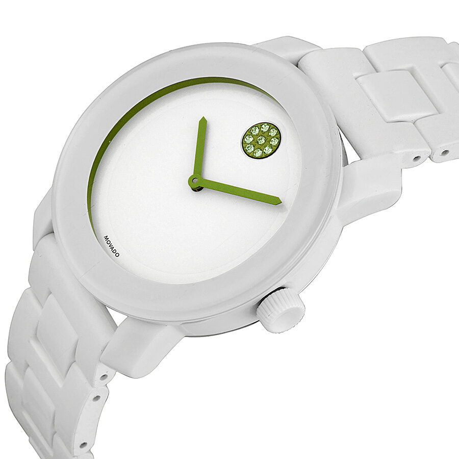 Movado Bold White Dial Blanco Acero y Pulsera de Resina Reloj