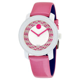 Movado Bold White Dial with Pink Pave Crystal Dial Ladies Watch #3600319 - Watches of America