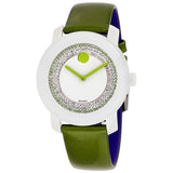 Movado Bold White With Light Green Pave Crystals Dial Ladies Watch #3600316 - Watches of America