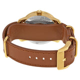 Movado Bold Yellow Gold-Sunray Dial Cognac Colorado Leather Ladies Watch #3600363 - Watches of America #3