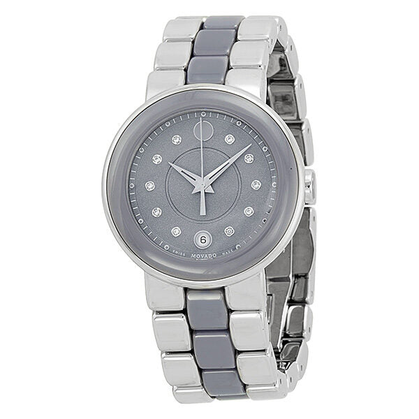 Movado Cerena Lilac Dial Lilac Ceramic and Stainless Steel Ladies Watch #0606554 - Watches of America