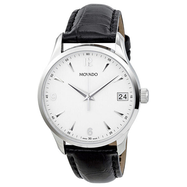 Movado Circa White Dial Leather Men's Watch #0606569 - Watches of America