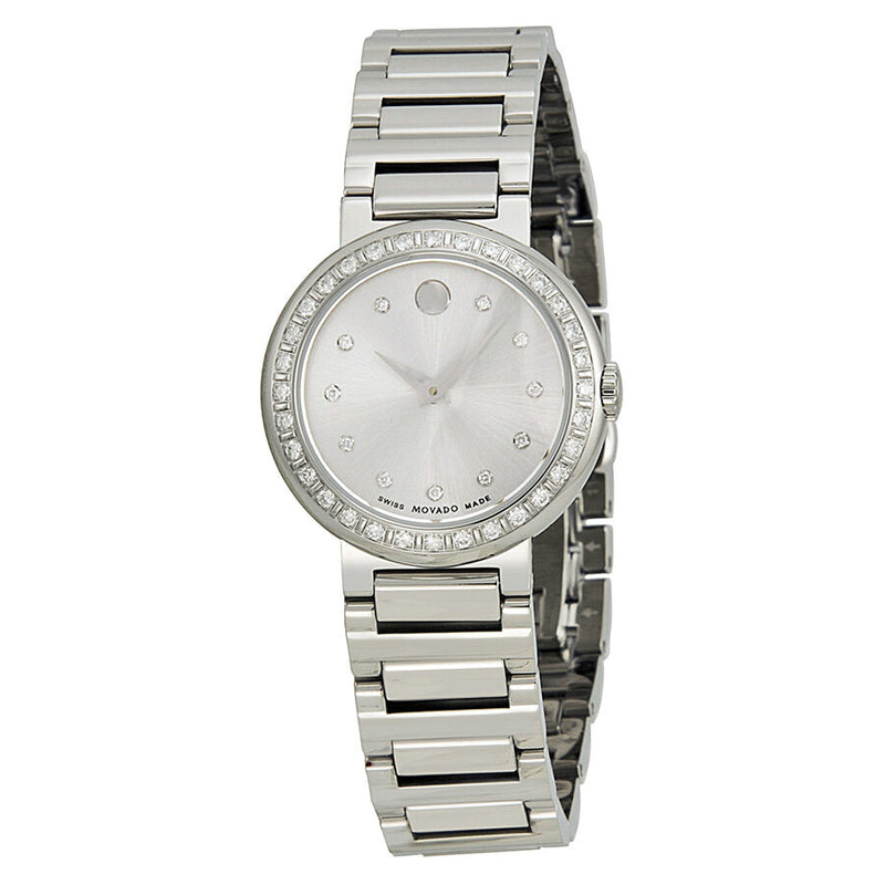 Movado Concerto Silver Dial Stainless Steel Ladies Watch #0606793 - Watches of America