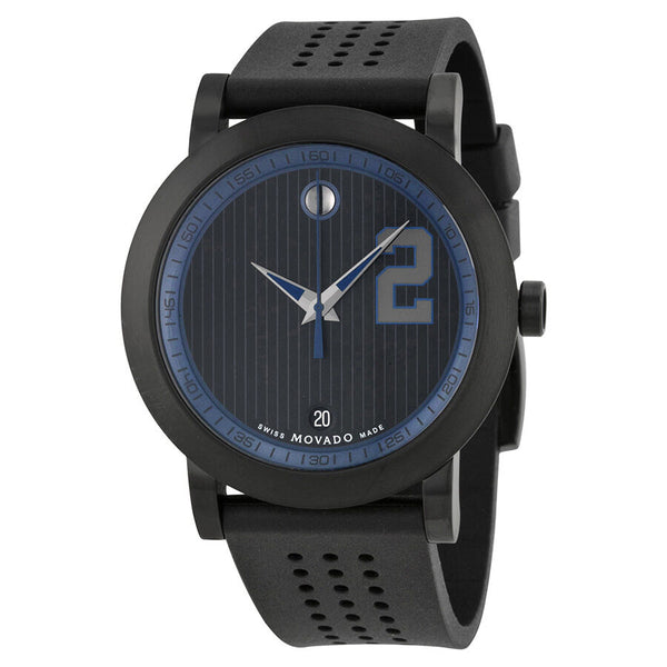 Movado Derek Jeter Captain Series Black Dial Black Rubber Men's Watch #0606892 - Watches of America