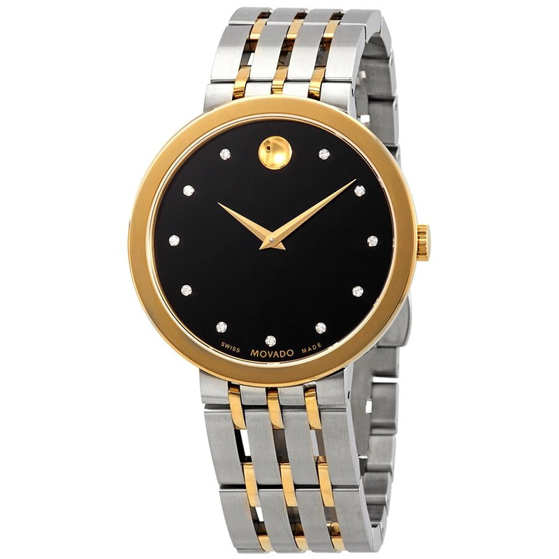 Movado Esperanza Black Diamond Dial Two-tone Men's Watch #0607191 - Watches of America