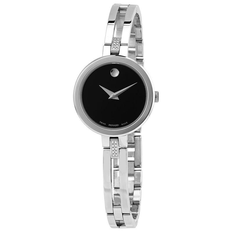 Movado Esperanza Quartz Black Dial Ladies Watch #0607471 - Watches of America