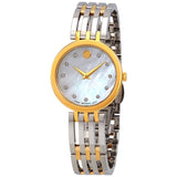 Movado Esperanza White Mother of Pearl Diamond Dial Ladies Two Tone Watch #0607305 - Watches of America