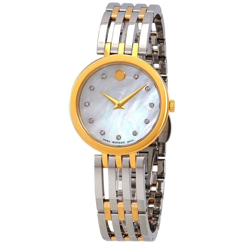 Movado Esperanza White Mother of Pearl Diamond Dial Ladies Two