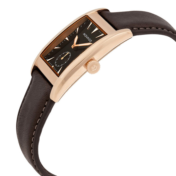 Movado Heritage Black Dial Dark Brown Leather Men's Watch #3650042 - Watches of America #2
