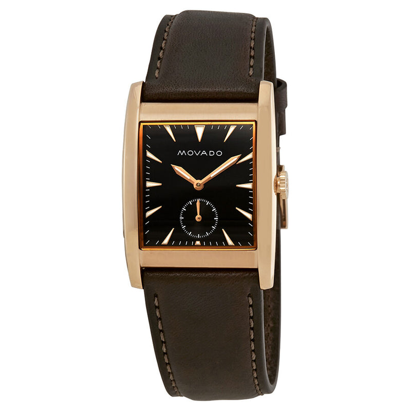 Movado Heritage Black Dial Dark Brown Leather Men's Watch #3650042 - Watches of America
