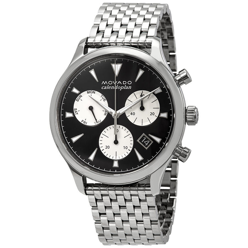 Movado Heritage Chronograph Black Dial Men's Watch #3650014 - Watches of America