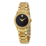 Movado Masino Black Dial Yellow Gold PVD Ladies Watch #0607027 - Watches of America