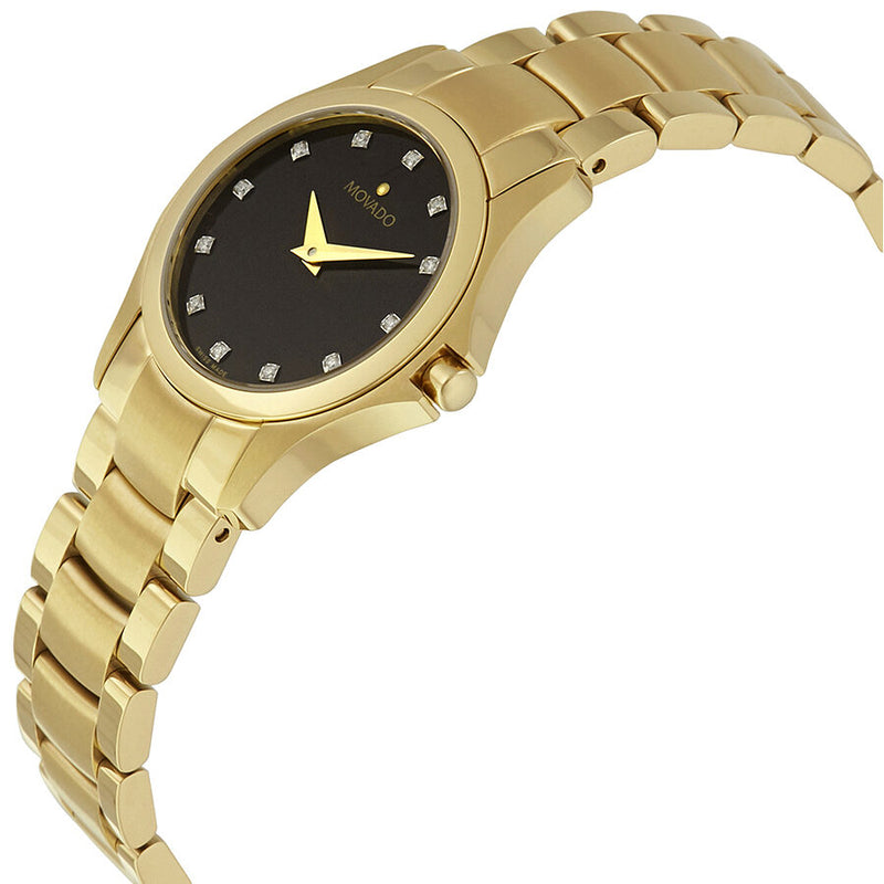 Movado Masion Black Dial Yellow Gold-tone Ladies Watch #0607028 - Watches of America #2