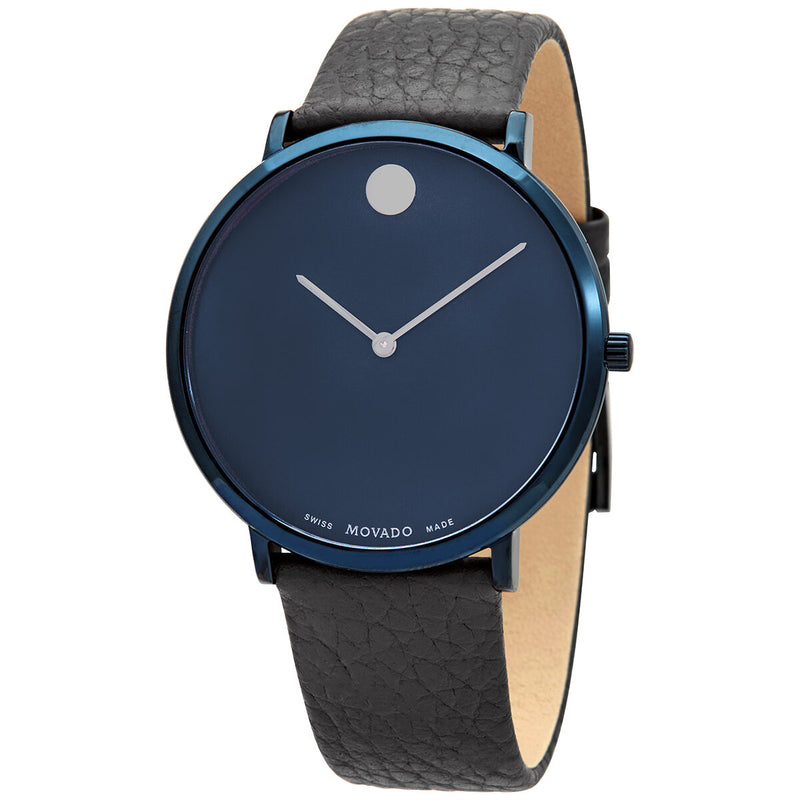 Movado Modern 47 Ultra Slim Quartz Blue Museum Dial Men's Watch #0607333 - Watches of America