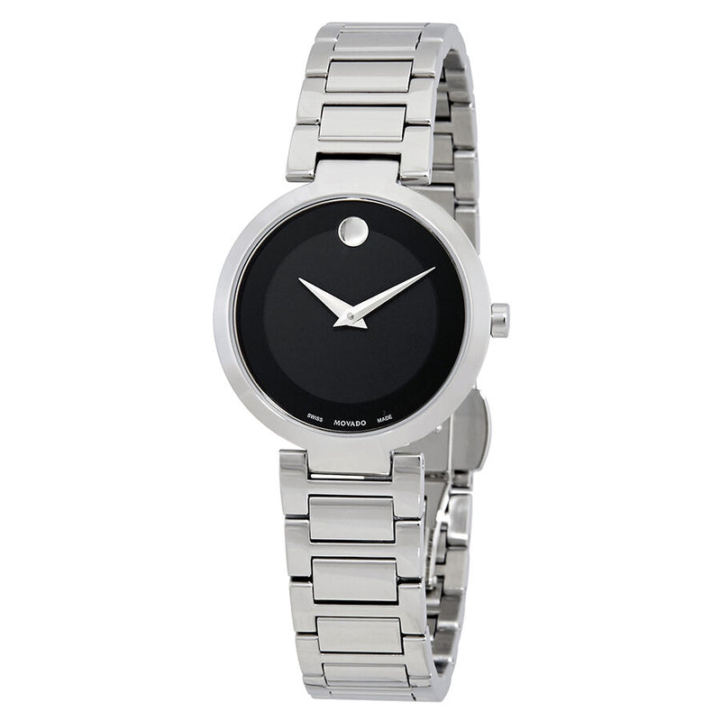 Movado Modern Classic Black Dial Stainless Steel Ladies Watch #0607101 - Watches of America