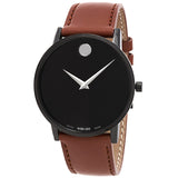 Movado Museum Black Dial Cognac Leather Men's Watch #0607273 - Watches of America