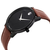 Movado Museum Black Dial Cognac Leather Men's Watch #0607273 - Watches of America #2