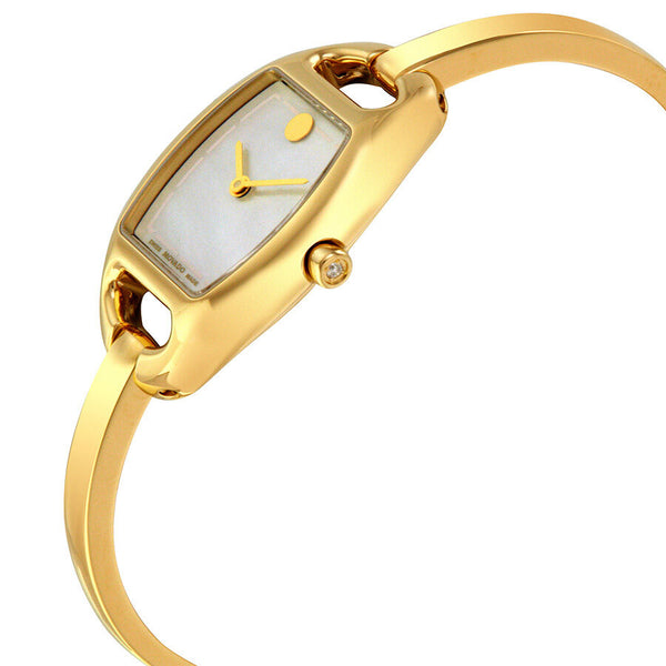 Movado Museum Mother of Pearl Dial Gold-Tone Steel Bangle Ladies Watch #0606608 - Watches of America #2