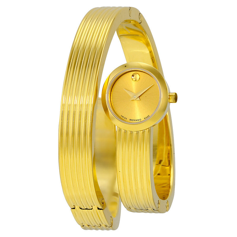 Movado Museum Wrap Yellow Gold Soleil Dial Ladies Dress Watch #0606806 - Watches of America