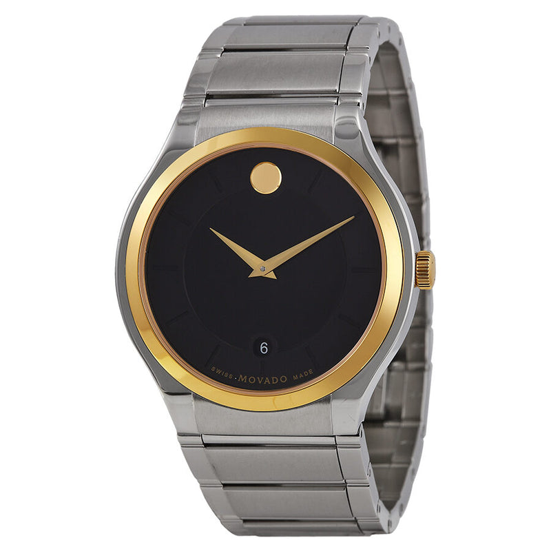 Movado Quadro Black Dial Stainless Steel Case Men's Watch #0606480 - Watches of America