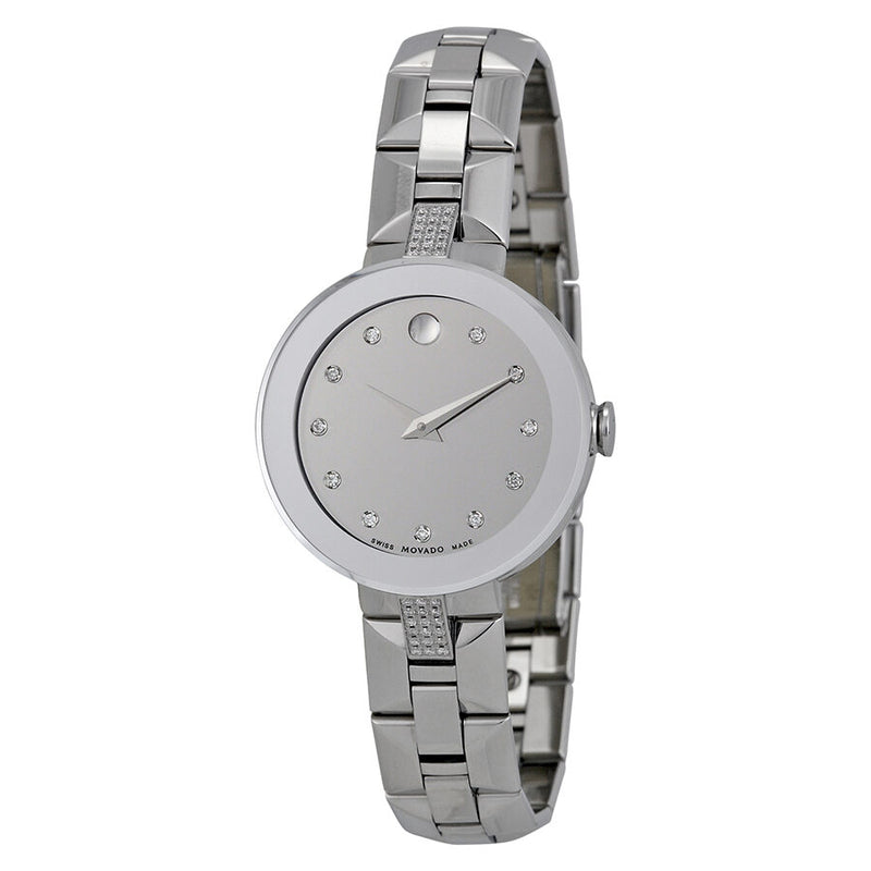 Movado Sapphire Silver Diamond Dial Ladies Watch #0606815 - Watches of America