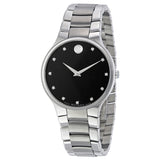 Movado Serio Diamond Black Dial Stainless Steel Men's Watch #0606490 - Watches of America