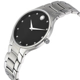 Movado Serio Diamond Black Dial Stainless Steel Men's Watch #0606490 - Watches of America #2