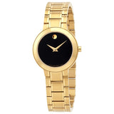 Movado Stiri Quartz Black Dial Yellow Gold PVD Ladies Watch #0607282 - Watches of America