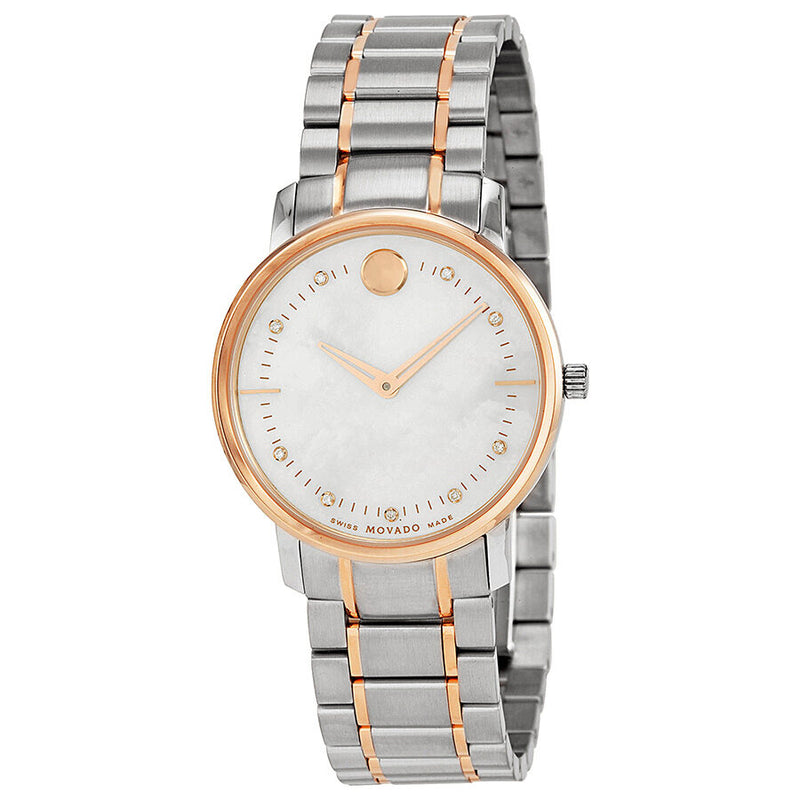 Movado Thin Classic Mother of Pearl Two Tone Stainless Steel Ladies Watch 606692#0606692 - Watches of America