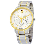 Movado Thin Classic Chronograph Silver Soleil Dial Two-tone Stainless Steel Men's Watch #0606887 - Watches of America