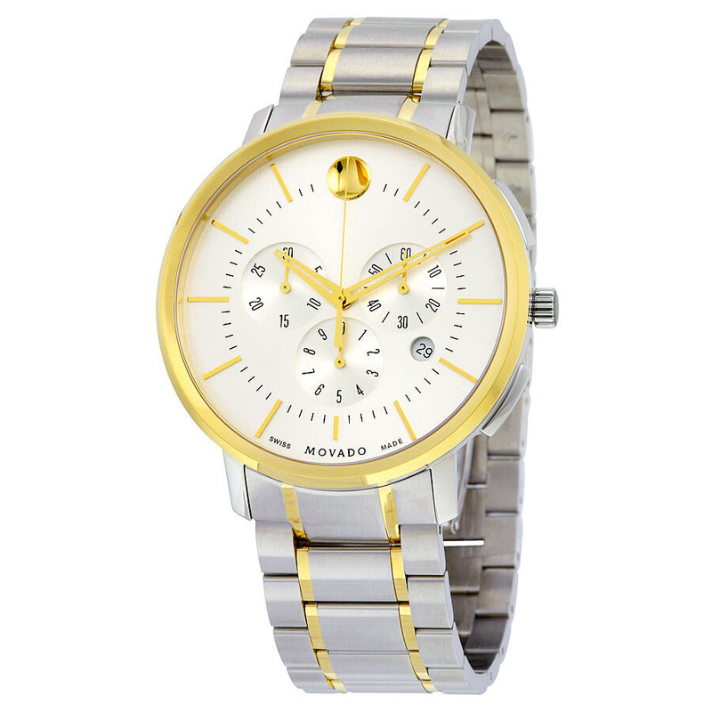 Movado Thin Classic Chronograph Silver Soleil Dial Two-tone