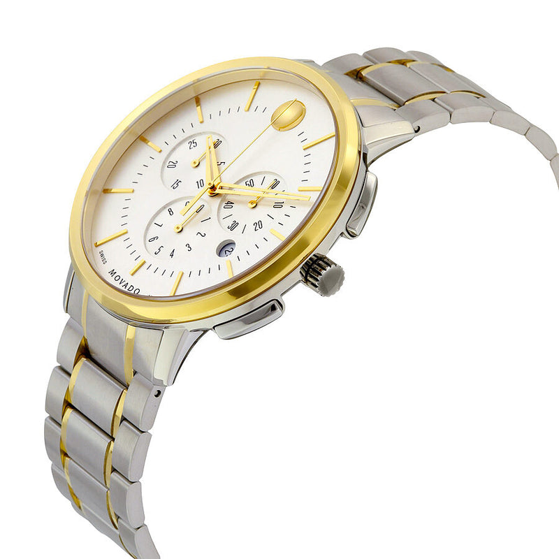 Movado Thin Classic Chronograph Silver Soleil Dial Two-tone