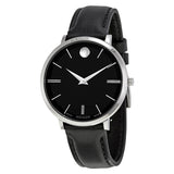 Movado Ultra Slim Black Sunray Dial Ladies Watch #0607090 - Watches of America