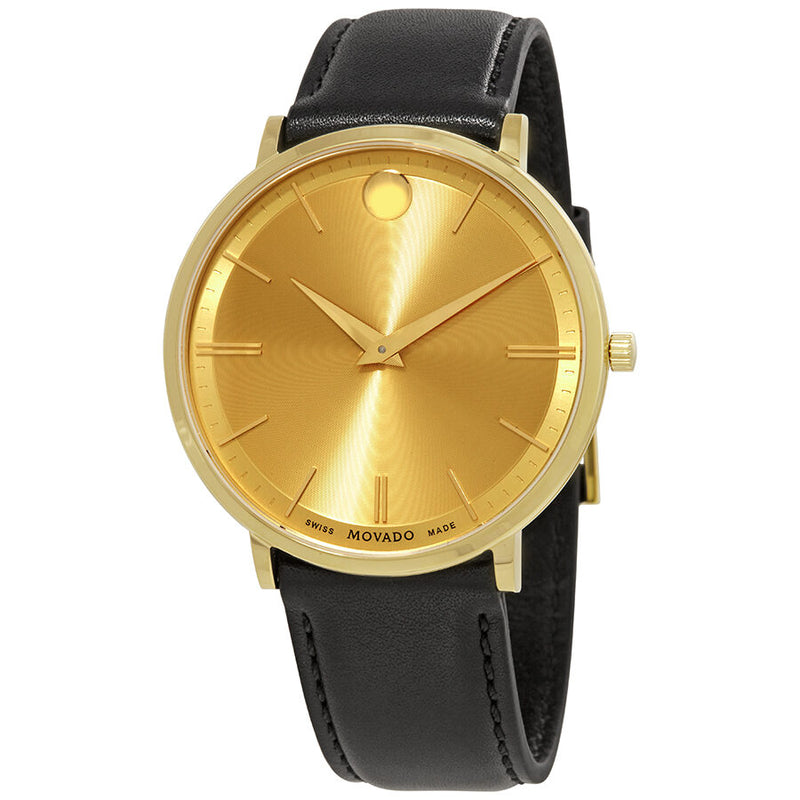Movado Ultra Slim Yellow Gold Dial Men's Watch #0607156 - Watches of America