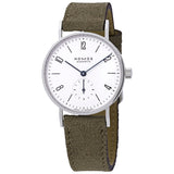 Nomos Tangente 33 Galvanized White Dial Velour Leather Ladies Watch #122 - Watches of America