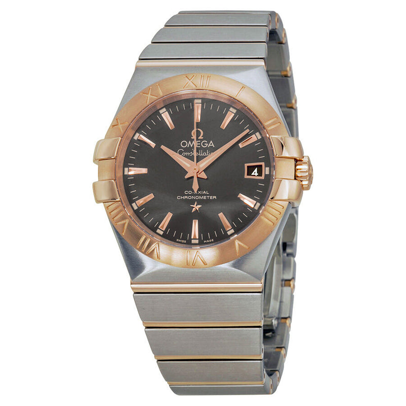 Omega Constellation Automatic Grey Dial Steel and 18kt Rose Gold Men's Watch 12320352006002#123.20.35.20.06.002 - Watches of America