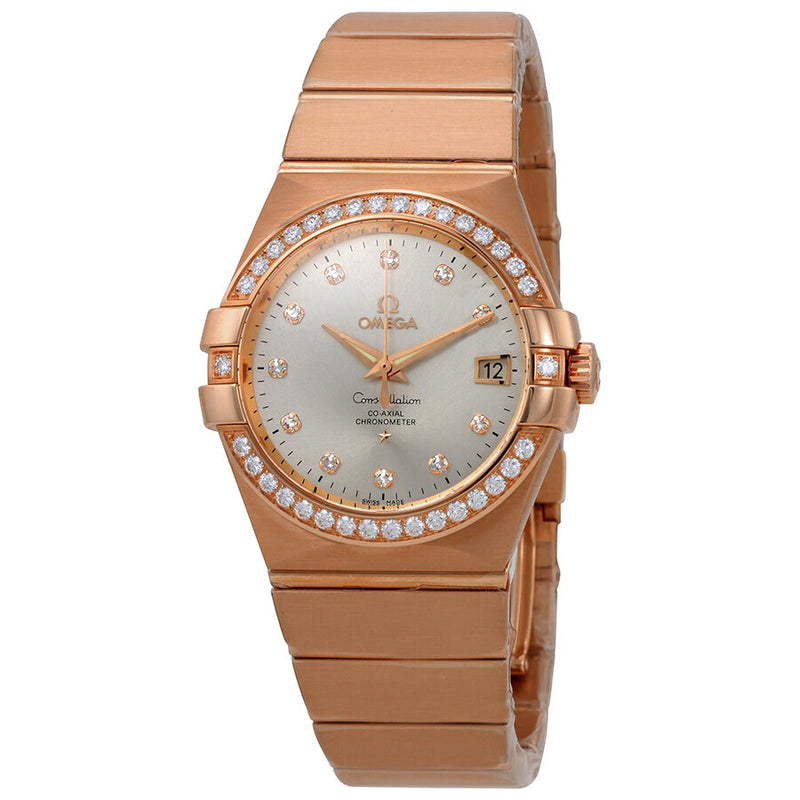 Omega Constellation 18kt Rose Gold Automatic Silver Dial Ladies Watch #123.55.35.20.52.001 - Watches of America