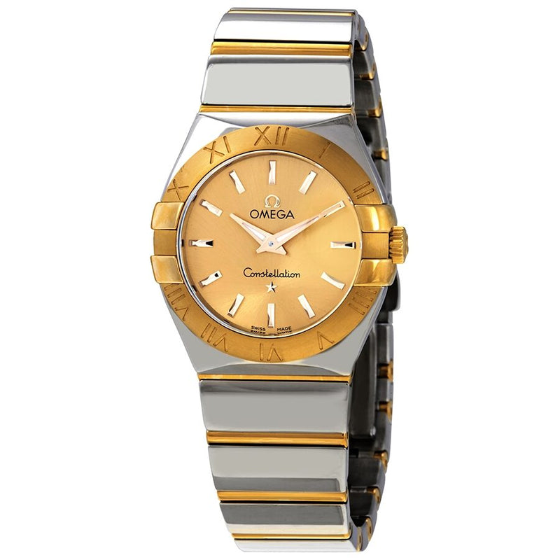 Omega Constellation Champagne Dial Ladies 18K Yellow Gold and Steel Watch #123.20.27.60.08.002 - Watches of America
