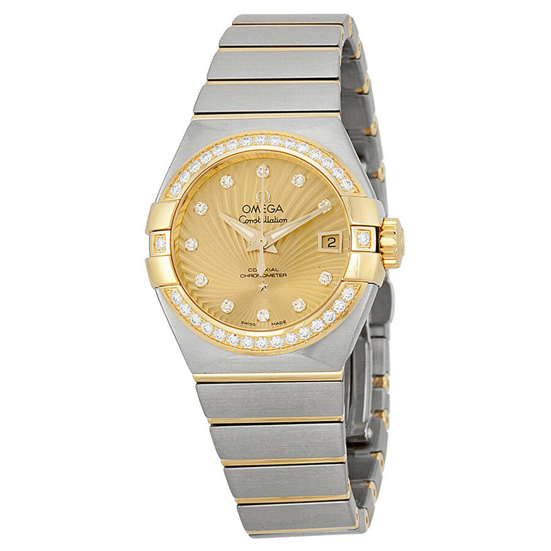 Omega Constellation Champagne Diamond Dial Steel and 18kt Yellow Gold Ladies Watch 12325272058001#123.25.27.20.58.001 - Watches of America