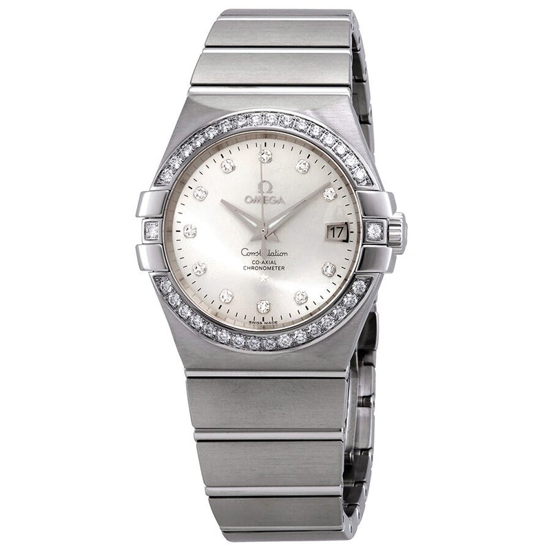 Omega Constellation Co-Axial Automatic Chronometer Diamond Silver Dial Ladies Watch #123.15.35.20.52.001 - Watches of America