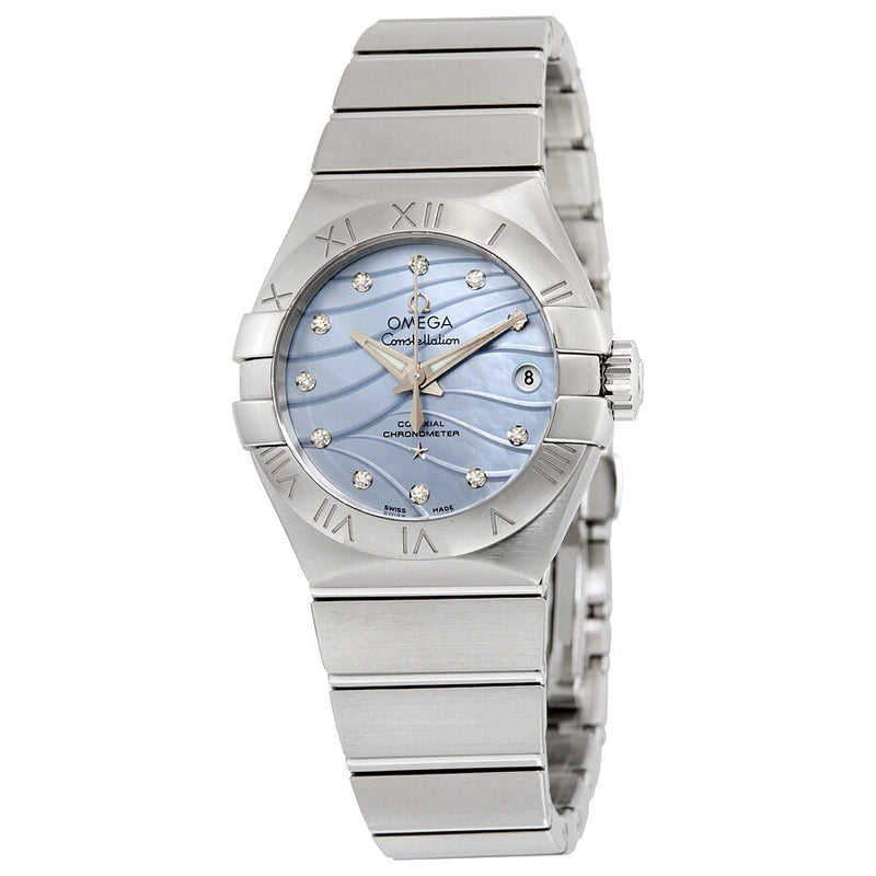 Omega Constellation Co-Axial Blue Mother of Pearl Diamond Dial Ladies Watch #123.10.27.20.57.001 - Watches of America