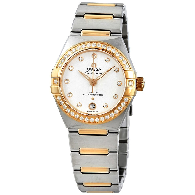 Omega Constellation Manhattan Automatic Chronometer Diamond Silver Dial Ladies Watch #131.25.29.20.52.002 - Watches of America