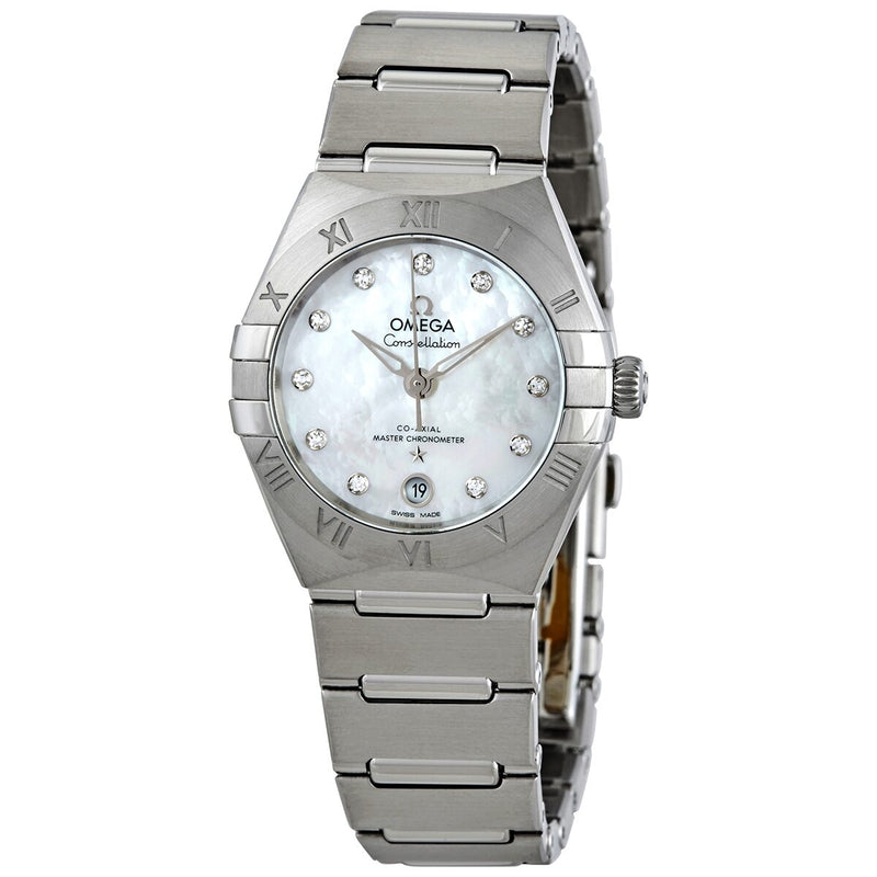 Omega Constellation Manhattan Automatic Chronometer Diamond White Dial Ladies Watch #131.10.29.20.55.001 - Watches of America