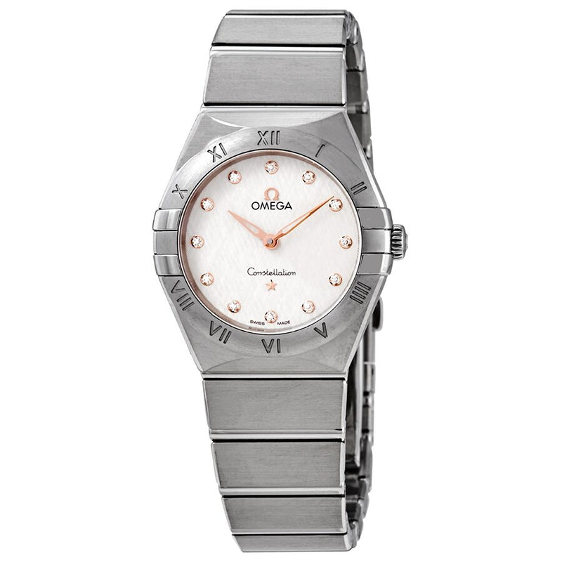 Omega Constellation Manhattan Quartz Diamond Silver Dial Ladies Watch #131.10.28.60.52.001 - Watches of America